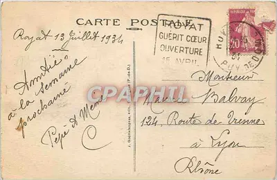 Noce auvergnate — escena de pueblo — G D'O - 1252 — Reverso
