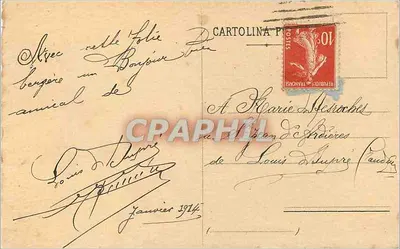 Kobieta z owcami — reprodukcja obrazu Enrico Porio — wydawca A. Fucelli, Mediolan, nr 499 — Rewers