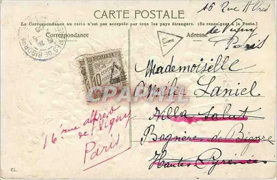 Bouquet van viooltjes — uitgever niet zichtbaar — gedateerd rond 1906 — Achterkant