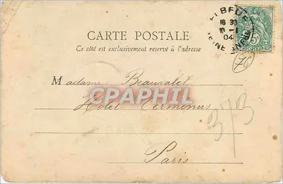 Stara pocztówka Elbeuf - Moulineaux - Monument Defensy 1870 — Rewers