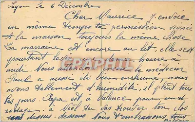 LYON — MOST WILSON — widok mostu nad Saoną z katedrą i wieżą zegarową na tle — Rewers