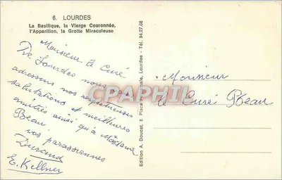 Lourdes — Lembrete de Lourdes — Editor Ed. Lefebvre, n°6 — Verso