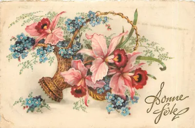 Arranjo de flores — Carta de boas-vindas — M.D. Paris, n° 3274