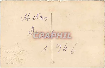 Arranjo de flores — Carta de boas-vindas — M.D. Paris, n° 3274 — Verso