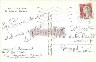 Statua D'Artagnana — Auch (Gers) — Wydano przez L. Chatagneau — Rewers