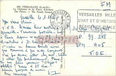 Versailles (S.-et-O.) — Zamek i Plac Zbrojny — Wyd. d'Art et d'Histoire — Rewers