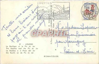 Lourdes — La Basilique et le Pic du Jer — Edlux — Verso