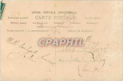 Jovem mulher em vestido rosa — segurando um cartaz floral com 'Bom Dia' — editor S, n° 1828 — Verso