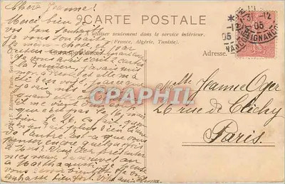 Vaso de pensões coloridas — carta postal com mensagem manuscrita — editor F. Editor, Paris — Verso