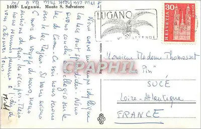 Lugano, Monte S. Salvatore — widok na jezioro Lugano — wydawca Mayr, nr 1403 — Rewers