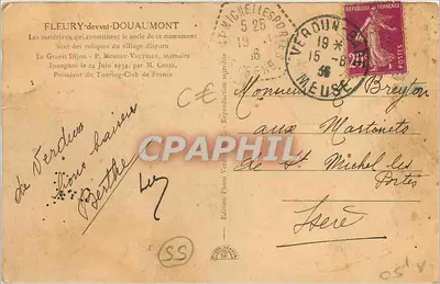 Fleury-devant-Douaumont — Pamiętnik komemoracyjny z bitwy 1916 — Wydawnictwo Photo Verdier — Rewers