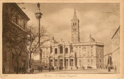 Rzym — S. Maria Maggiore — widok placu z kolumną i kościołem — wydawca L. & L.
