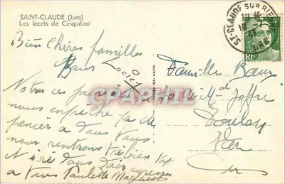 Saint-Claude (Jura) — Zagięcia Cinquétréal — wydawca nie widoczny — Rewers