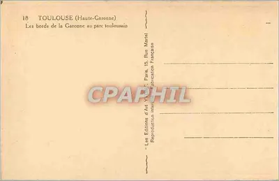 Toulouse (Haute-Garonne) — Vista dos margens do rio Garonne no parque de Toulouse — Les Editions d'Art Yvon, Paris — Verso