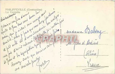 A Corniche — Philippeville (Constantine) — Cimy — Verso