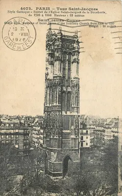Paris — Torre Saint-Jacques — Restos da Igreja Saint-Jacques de la Boucherie — editor desconhecido, n° 4072