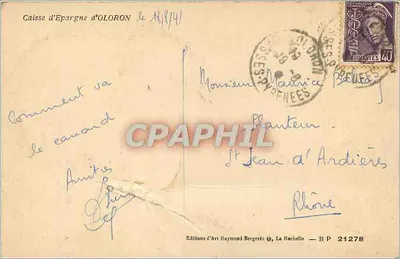 Vila na colina em Oloron — Edições de Arte Raymond Bergevin, La Rochelle — n° 5459 — Verso