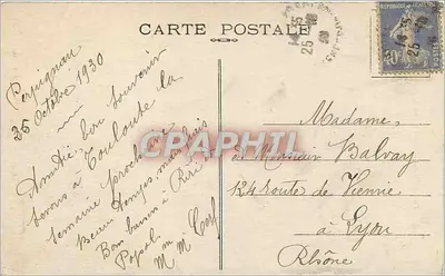 Stara pocztówka Perpignan Le Castillet i most — Rewers
