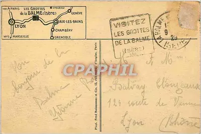 Jaskinie Balme — Wielka fontanna — Phot. Fred Boissonnas et Cie, Paris — Rewers