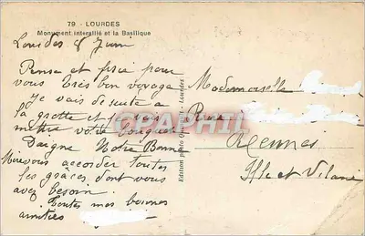 Lourdes — Pomnik sojuszników i Bazylika — Wydawnictwo fotograficzne Gérard - Lourdes — Rewers