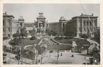 Bilhete postal antigo Marselha Longchamps
