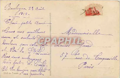 Młoda kobieta w kwiecistej sukni — dekor kwiatowy — wydawca nieznany — Rewers