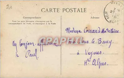 Aix-en-Provence — Cours Mirabeau — Coleção Jaussaud, Aix — Verso