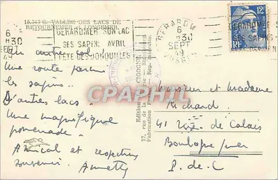 Vista dos lagos de Gerardmer — Edição Cigognet, n° 6 — Verso