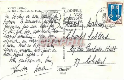 Hotel de Ville de Vichy — vista da praça da Poste — editor Hélios — Verso