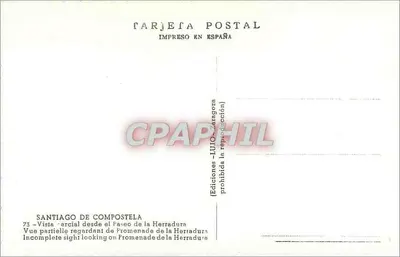 Santiago de Compostela — Częściowy widok z Promenady Herradura — Wydawnictwo LUIJO, Zaragoza — Rewers