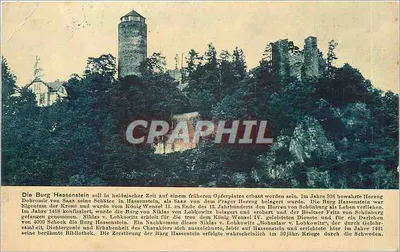 Burg Hassenstein — castelo medieval com torre e fortaleza — editor Yering M. Weihnacht, Komotau