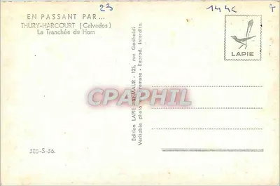 A Tranchée do Hom — Thury-Harcourt (Calvados) — Edição Lapie — Verso