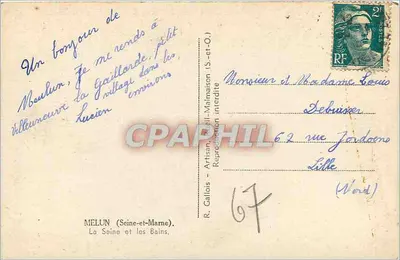 Melun — A Sena e os Banhos — R. Gallois, editor — Verso