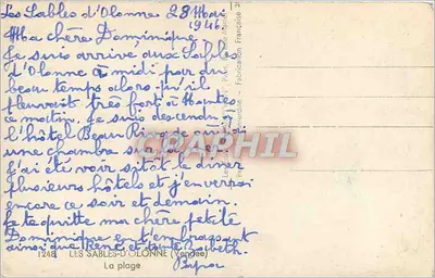 Les Sables-d'Olonne — animowana plaża — wydawca: La Plage, nr 1248 — Rewers