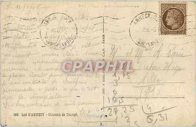 अन्नेसी के झील — डुइंग्ट के किला — संपादक C.A.P. संख्या 369 — पीछे