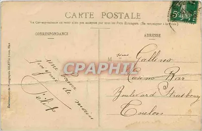 Cannes - Boulevard de la Croisette - Casino Municipal — Édition Gilletta, phot. Nîce, n° 410 — Rewers