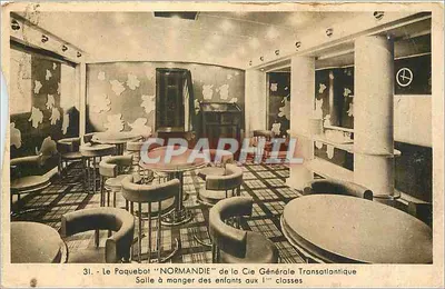 Sala de refeições dos filhos — Navio 'NORMANDIE' — Cie Générale Transatlantique