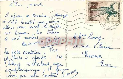 Widok na Tour i lodowiec — 196 — Wydawnictwo Mont-Blanc-Léman — Rewers