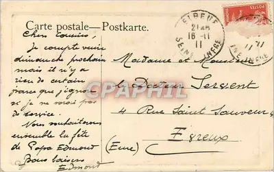 Kobieta trzymająca koszyk z owocami — H.W. Wright, G.M.P.B. — seria 'Les Petits Amis' / 'Gute Freunde' — Rewers