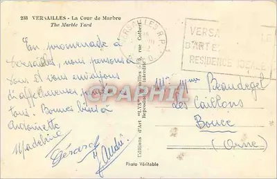 Versailles — Cour de Marbre — Wydawnictwo Sztuki d'Lyss, nr 233 — Rewers