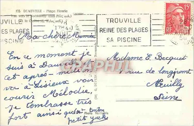 Deauville - Praia Florida — Vista para o Normandy (Thes Petit, arq.) e o Casino (G. Wybo, arq.) — G. DUPUIS, n°175 — Verso