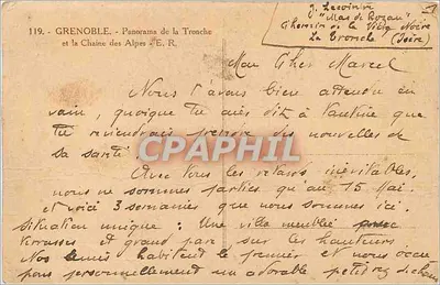 Grenoble - Panorama da Tronche e da Cadeia dos Alpes - E.R. n°119 — Verso