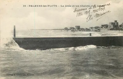Palavas-les-Flots — A Ponte e os Chalets do Rio da Guerra — Edição J. Claparade, Palavas
