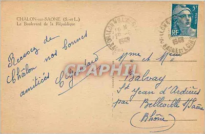 Chalon-sur-Saône — Bulwar Republiki — wydawca nieznany — Rewers