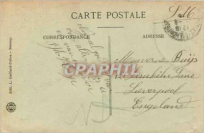 Wąwóz Doubs w Mslate, po prawej stronie Fort Montfauccon — Besançon — wydawca L. Gaillard-Frétré, nr 825 — Rewers