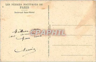Boulevard Saint-Michel — Nocturne w Paryżu — Wydawnictwo Yvons — Rewers