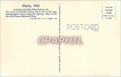 Mabry Mill — Virgínia — Publicado por Mayer Post Card Co. — Verso