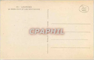 Lourdes — Bazylika i Góry — Wydawnictwo E. Quarré, Lourdes, n°18 — Rewers