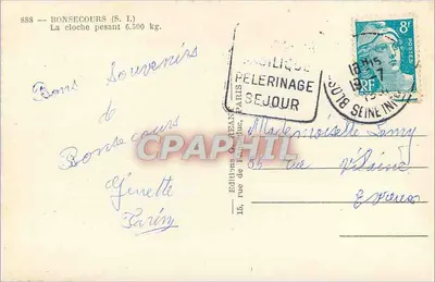 BONSECOURS (S. L.) — Dzwon ważący 6.500 kg. — Wydawnictwo G. Réaumur, Paryż — Rewers