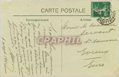 Pau — El Hotel de Francia y la Cadena de los Pirineos — C.C. 69 — Reverso